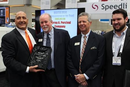 Murray Percival Company ‘MIRTEC Manufacturers’ Representative Organization of the Year 2014’. Brian D’Amico, President of MIRTEC Corp., presented the award.